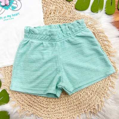 Conj. Blusa Soft as my Heart e Short com Brilhinhos - Verde Água e Off White